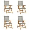 vidaXL Fauteuils pliants inclinables, lot de 4, en polyrotin gris et bois massif