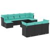 vidaXL Ensemble de canap&eacute; de jardin 11 pcs avec coussins noir r&eacute;sine tress&eacute;e
