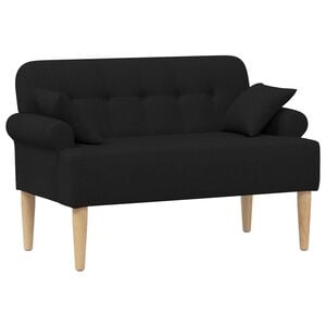 vidaXL Canap&eacute; love seat avec capitonnage en boutons Noir Tissu
