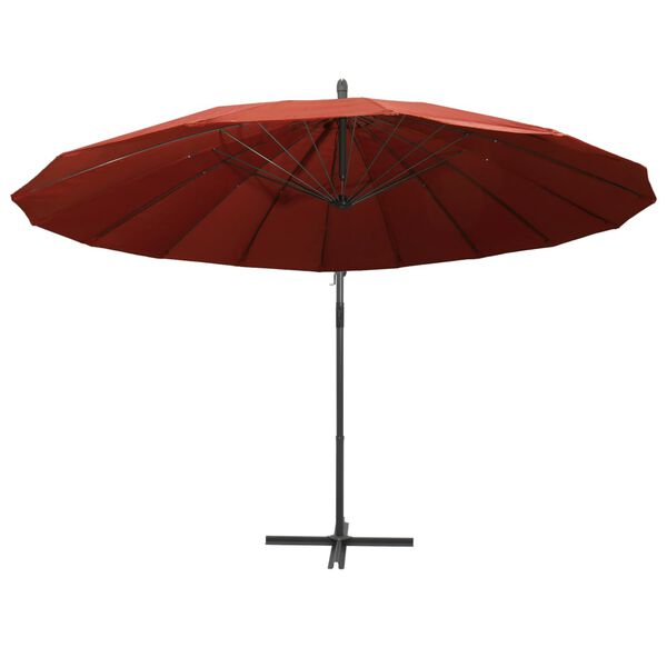 vidaXL Parasol suspendu avec poteau terre cuite 3 m