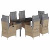 vidaXL Ensemble &agrave; manger de jardin et coussins 7 pcs beige poly rotin