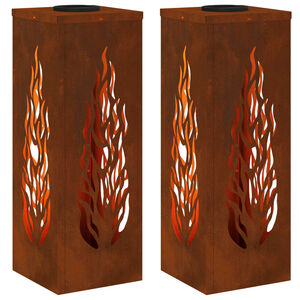 vidaXL Lumi&egrave;re de chemin LED solaire 2 pcs Bronze Acier patin&eacute;