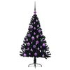 vidaXL Sapin de No&euml;l artificiel pr&eacute;-&eacute;clair&eacute; Noir 120 cm PVC
