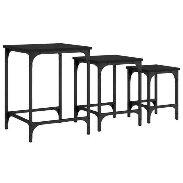 vidaXL Tables basses gigognes 3 pcs noir bois d'ingénierie