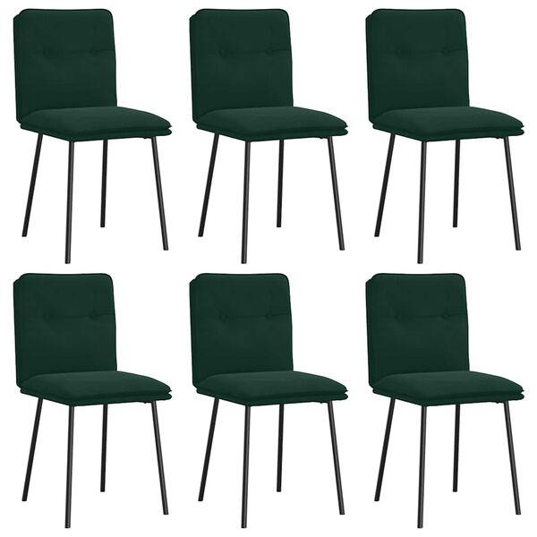 vidaXL Chaises &agrave; manger lot de 6 vert fonc&eacute; velours