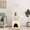 vidaXL Arbre &agrave; chat avec griffoirs en sisal cr&egrave;me 147 cm