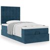 vidaXL Cadre de lit ottoman avec matelas bleu fonc&eacute; 90x190 cm velours