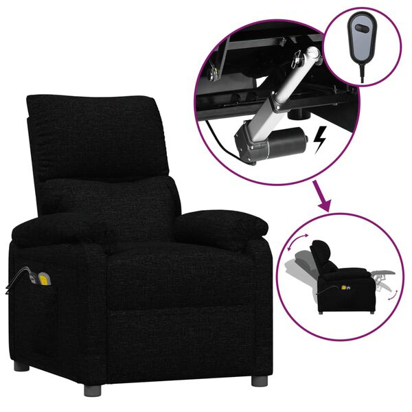vidaXL Fauteuil &eacute;lectrique de massage Noir Tissu