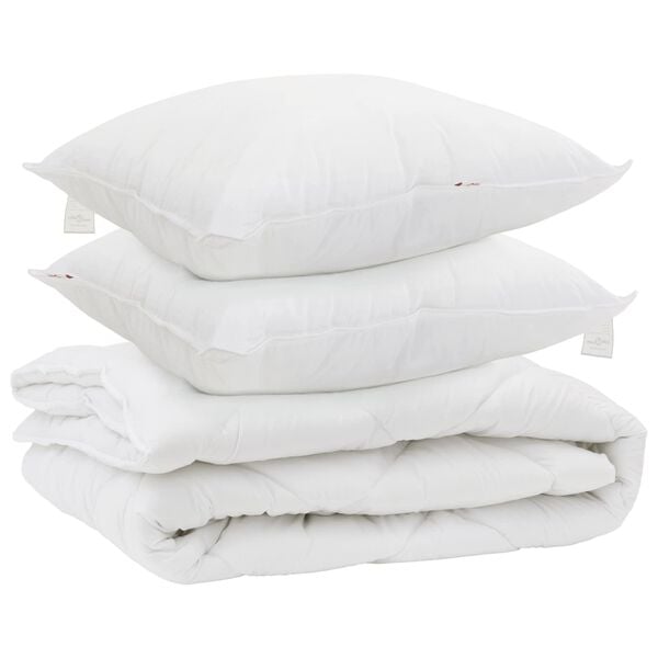 vidaXL Duvet toutes saisons avec oreiller 3 pcs Blanc Microfibre