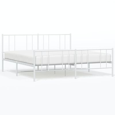 vidaXL Cadre de lit métal sans matelas et pied de lit blanc 193x203 cm