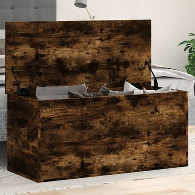 vidaXL Boîte de rangement chêne fumé 100x42x46 cm bois d'ingénierie