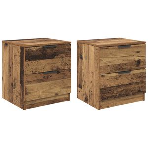 vidaXL Cabinet de chevet avec tiroir 2 pcs Bois ancien 45 x 39 x 50cm