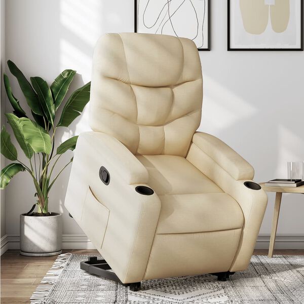 vidaXL Fauteuil inclinable Cr&egrave;me Tissu