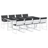 vidaXL Ensemble &agrave; manger de jardin avec coussins 9 pcs blanc textil&egrave;ne