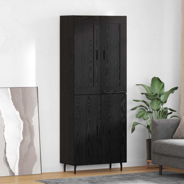 vidaXL Haut Armoire 2 pcs Ch&ecirc;ne noir Bois Agglom&eacute;r&eacute; et Verre