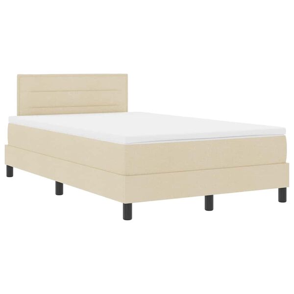 vidaXL Lit &agrave; ressorts avec matelas avec LED Cr&egrave;me 120 x 200 cm tissu