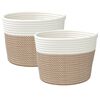 vidaXL Paniers de rangement 2 pcs marron et blanc &Oslash;24x18 cm coton