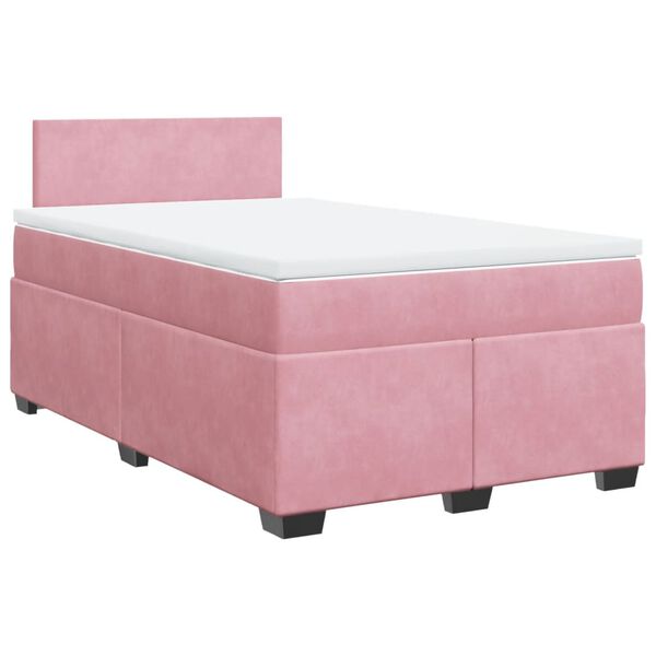 vidaXL Sommier &agrave; lattes de lit avec matelas Rose 120x200 cm Velours