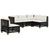 vidaXL Salon de jardin 5 pcs avec coussins noir r&eacute;sine tress&eacute;e