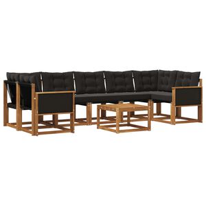 vidaXL Ensemble de canap&eacute;s d'ext&eacute;rieur 8 pc Naturel et noir