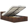vidaXL Cadre de lit à stockage hydraulique LED marron tissu 120x200 cm