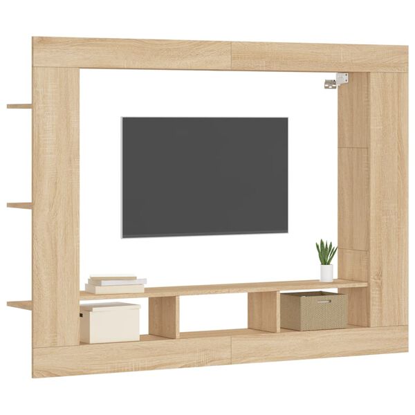 vidaXL Meuble TV ch&ecirc;ne sonoma 152x22x113 cm bois d'ing&eacute;nierie