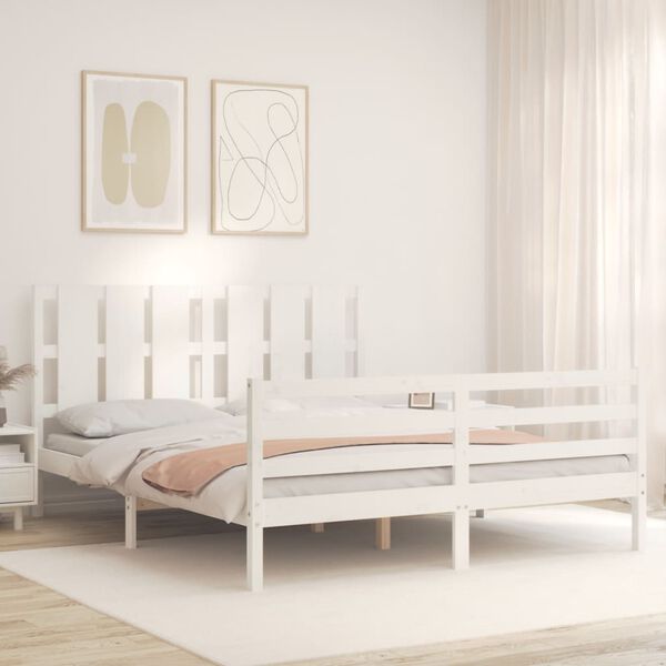 vidaXL Cadre de lit sans matelas blanc 160x200 cm bois massif