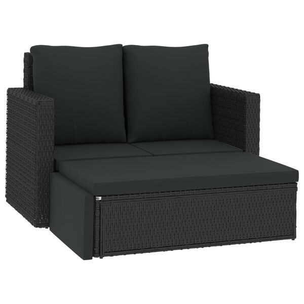 vidaXL Salon de jardin 2 pcs avec coussins R&eacute;sine tress&eacute;e Noir