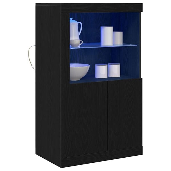vidaXL Meuble d'appoint Ch&ecirc;ne noir 60,5 x 37 x 100 cm