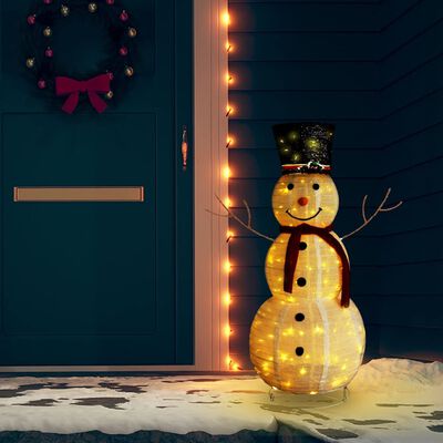 vidaXL Figurine de bonhomme de neige de Noël à LED Tissu 120 cm