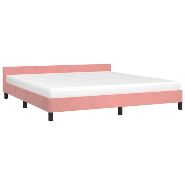 vidaXL Cadre de lit et tête de lit sans matelas rose 160x200cm velours