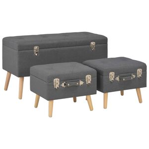 vidaXL Tabourets de rangement lot de 3 Gris foncé Tissu