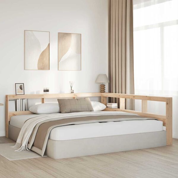 vidaXL T&ecirc;te de lit de biblioth&egrave;que en forme de L bois massif de pin