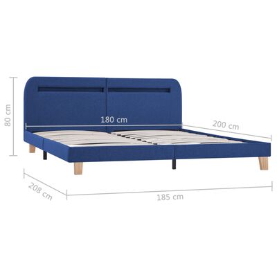 vidaXL Cadre de lit avec LED Bleu Tissu 180 x 200 cm