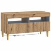 vidaXL Meuble TV LED Ch&ecirc;ne artisanal Bois d'ing&eacute;nierie
