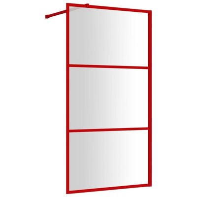 vidaXL Paroi de douche avec verre ESG transparent rouge 115x195 cm