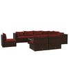 vidaXL Salon de jardin 10 pcs avec coussins R&eacute;sine tress&eacute;e Marron