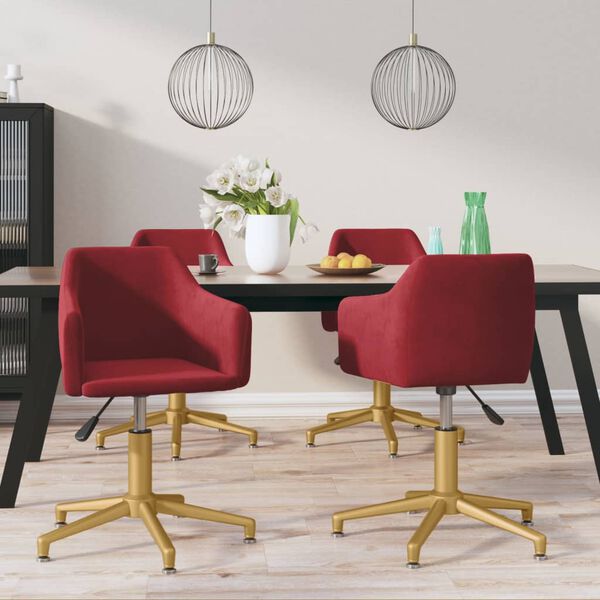 vidaXL Chaises &agrave; manger pivotantes lot de 4 Rouge bordeaux Velours