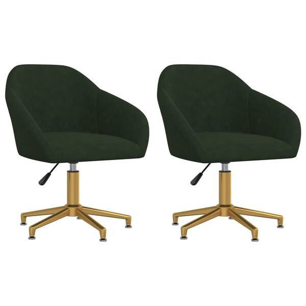 vidaXL Chaises pivotantes &agrave; manger lot de 2 vert fonc&eacute; velours