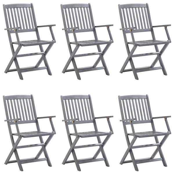 vidaXL Chaises pliables d'ext&eacute;rieur lot de 6 et coussins Bois d'acacia