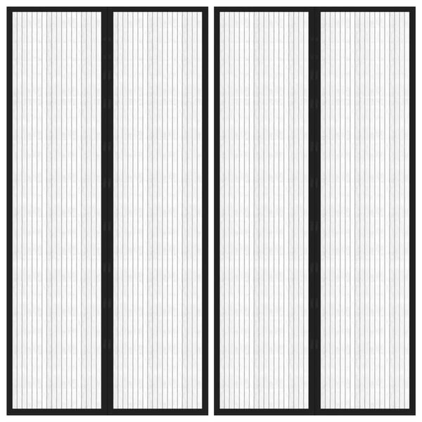 vidaXL Rideaux de porte anti-insectes 2 pcs et aimants noir 220x100 cm