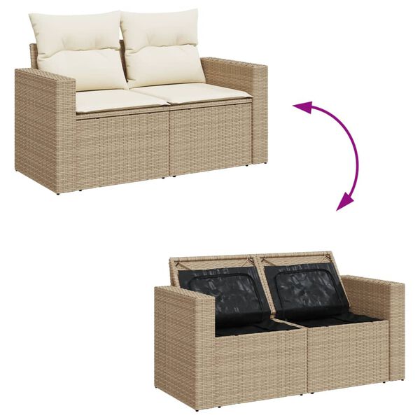 vidaXL Salon de jardin avec coussins 7 pcs beige r&eacute;sine tress&eacute;e