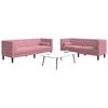 vidaXL Ensemble de canap&eacute; Chesterfield et traversins 2pcs rose velours