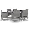 vidaXL Ensemble &agrave; Manger jardin 7 pcs R&eacute;sine tress&eacute;e verre tremp&eacute; Gris