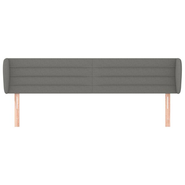 vidaXL T&ecirc;te de lit avec oreilles Gris fonc&eacute; 183x23x78/88 cm Tissu