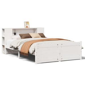 vidaXL Lit biblioth&egrave;que sans matelas blanc 120x200 cm bois pin massif