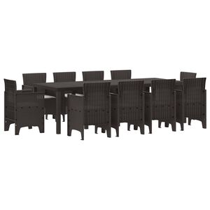 vidaXL Ensemble de salle &agrave; manger pour jardin 11 pcs Marron