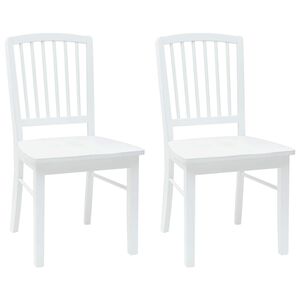 vidaXL Chaises de salle &agrave; manger 2 pc Bois de Caoutchouc Massif Blanc