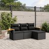 vidaXL Salon de jardin 4 pcs avec coussins noir r&eacute;sine tress&eacute;e