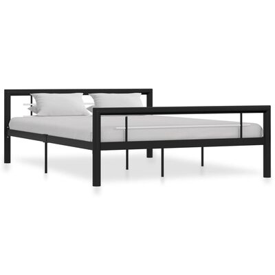 vidaXL Cadre de lit Noir et blanc Métal 140 x 200 cm